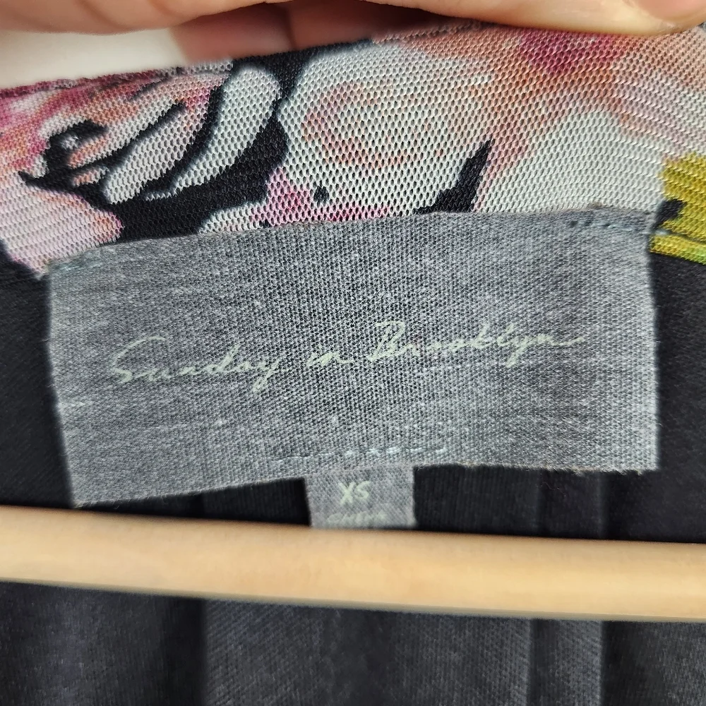 Sunday in Brooklyn Black Pink Floral V Neck Sleeveless Maxi Dress Sz XS - Picture 5 of 11